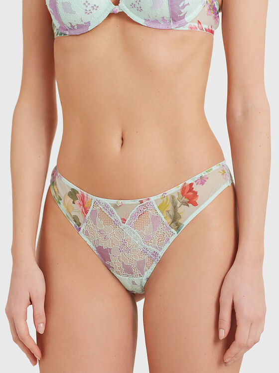 DAHLIA brazilian brief with contrasting floral print - 1