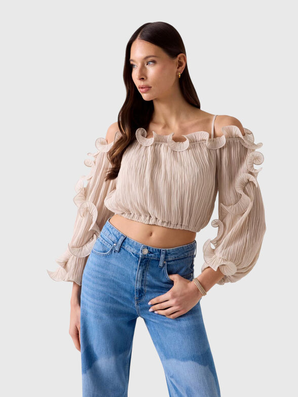 GABRIELLA pleated blouse in beige - 1