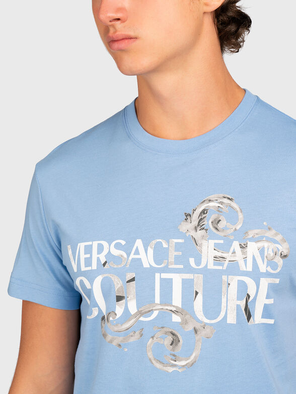 Blue T-shirt with logo print - 4