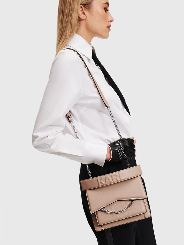 K/SEVEN GRAINY beige leather crossbody bag - 2