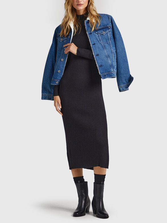 Black midi dress with slit  - 2