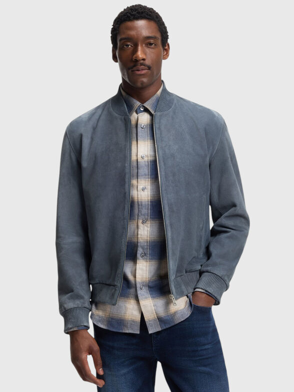 Suede jacket with logo detail - 1