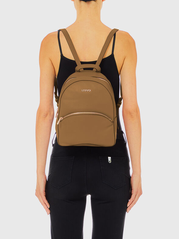 Beige backpack with mini logo  - 2