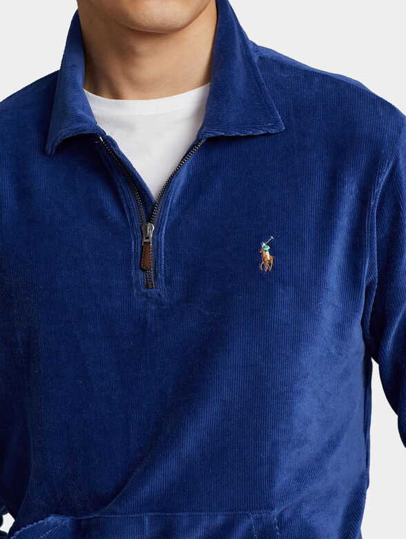 Velvet jeans sweatshirt with logo embroidery - 4