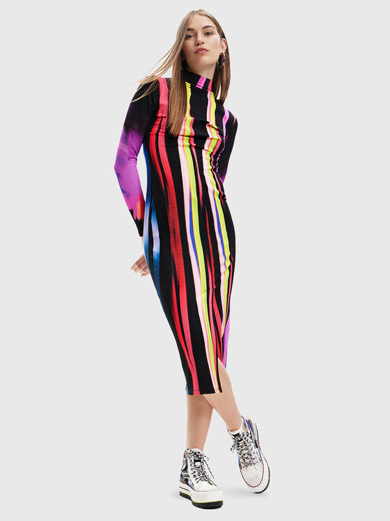 Dress with long sleeves and multicolor print - 1