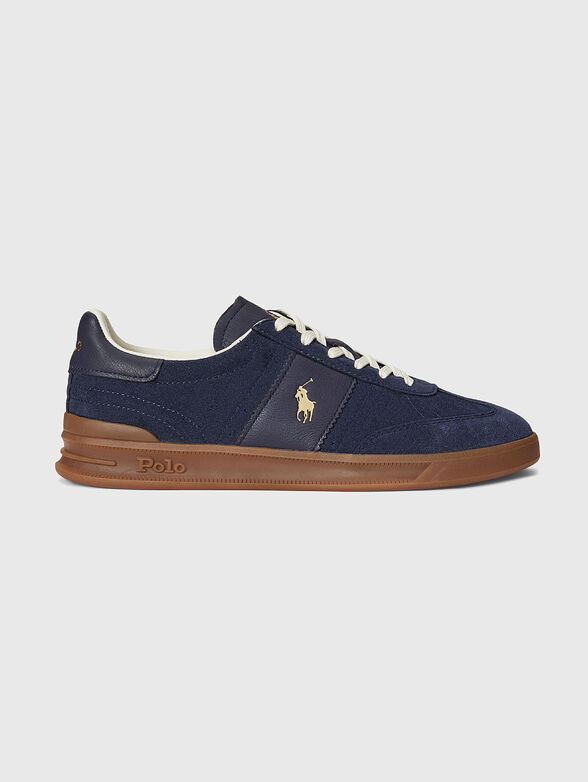 Sports shoes in suede and leather with logo - 1