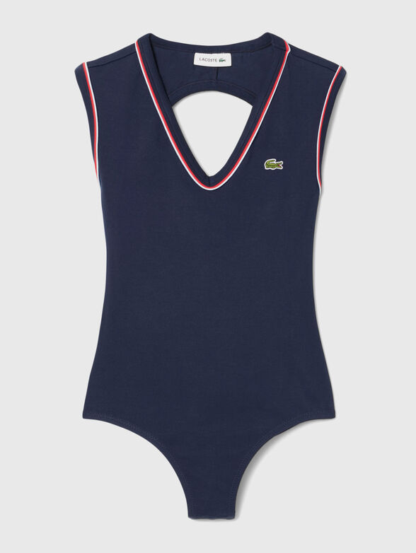 Cotton bodysuit with accent back and logo - 5