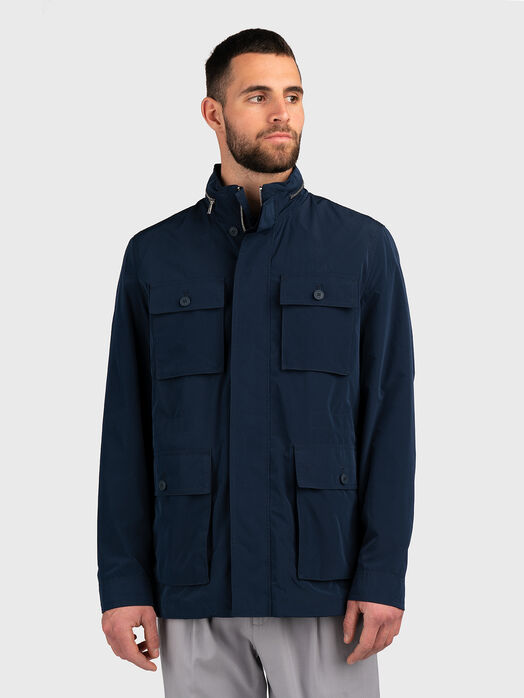Hooded jacket with accent pockets