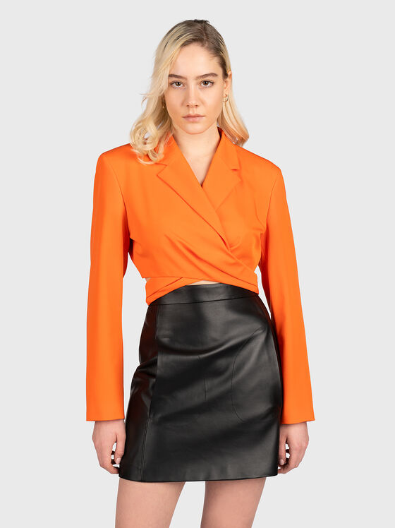 Скъсена блуза с V-образно деколте - 1