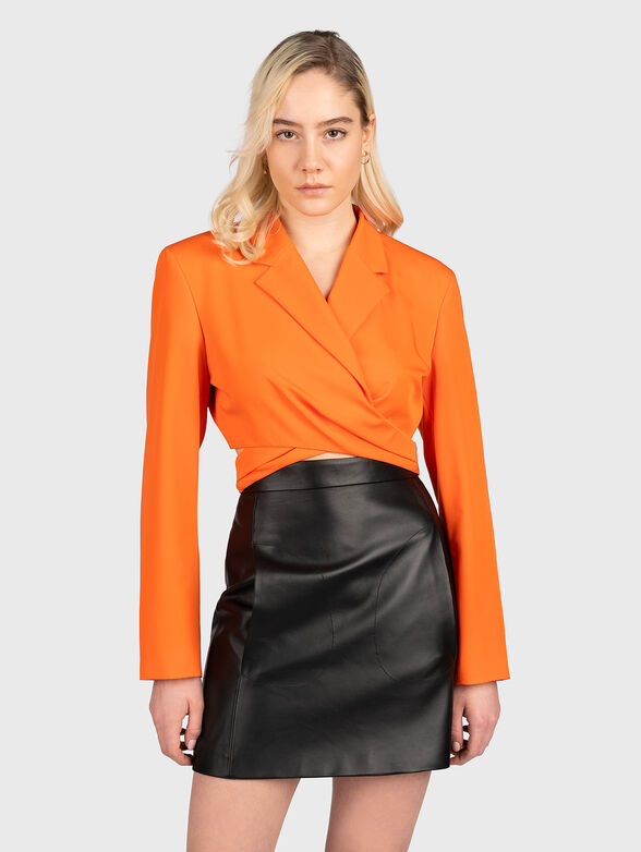 Cropped blouse with V-neck - 1