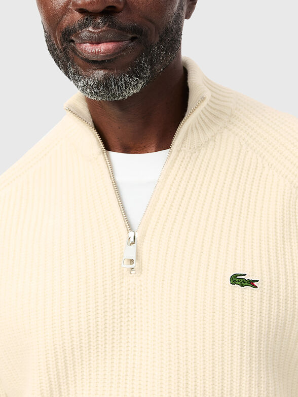 Sweater in blue with accent zip - 4