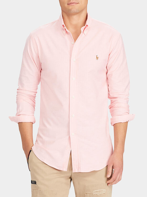 Розова памучна Оксфорд риза - 1