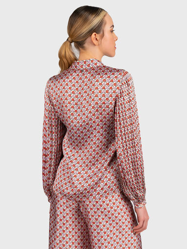 Satin shirt with floral print - 3