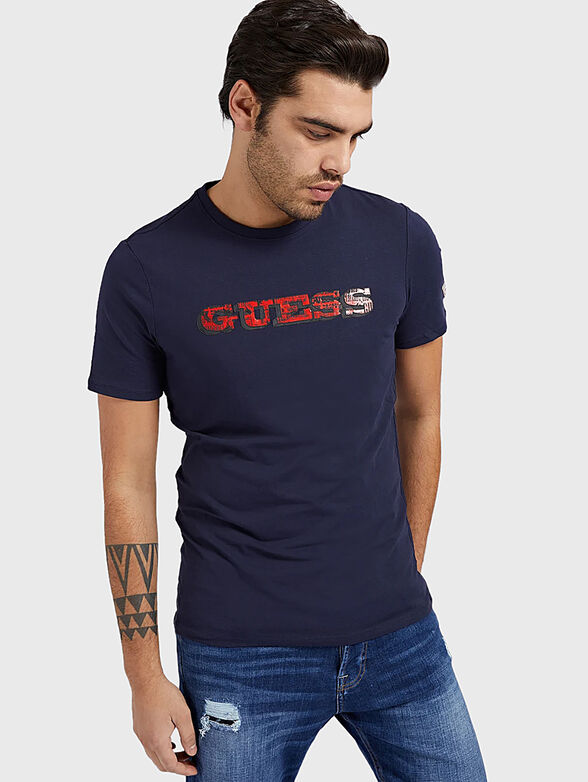 Cotton t-shirt in blue color - 1