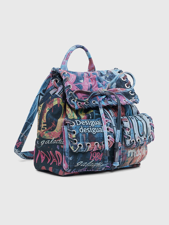 Denim backpack with accent print - 4