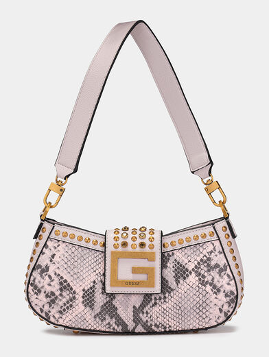 Handbag with snake print and gold eyelets - 1