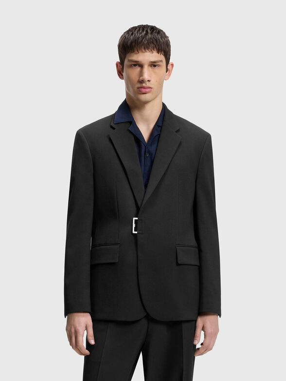Slim-fit suit jacket with metal buckle closure - 2