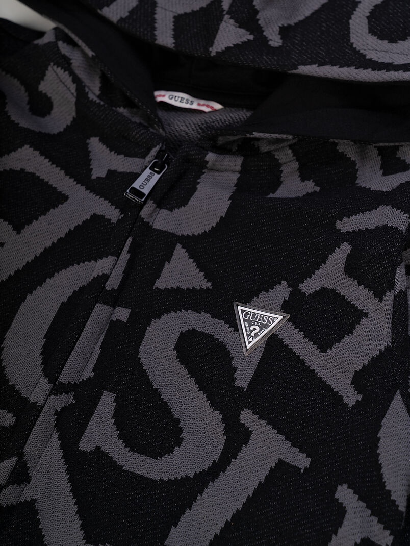 Black cotton sweatshirt with logo print - 3