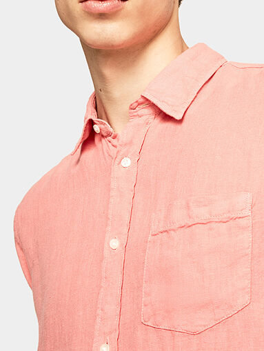 ADDISON linen shirt in coral color - 5