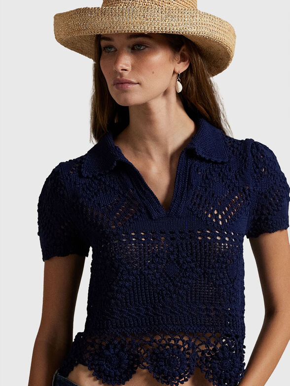 Knitted sweater with short sleeves - 4