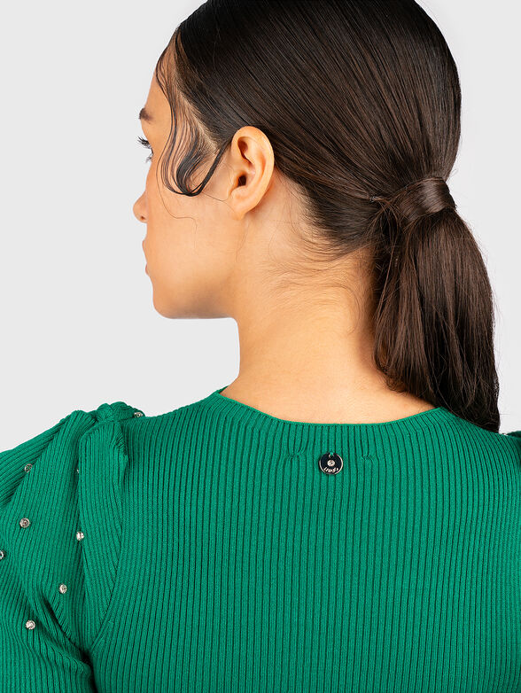 Crystal-embellished blouse with puff sleeve - 4