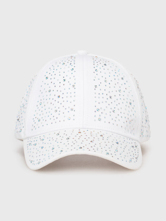 Бяла шапка с кристали  - 1
