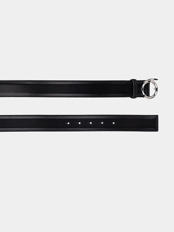 Black leather belt with logo buckle - 2