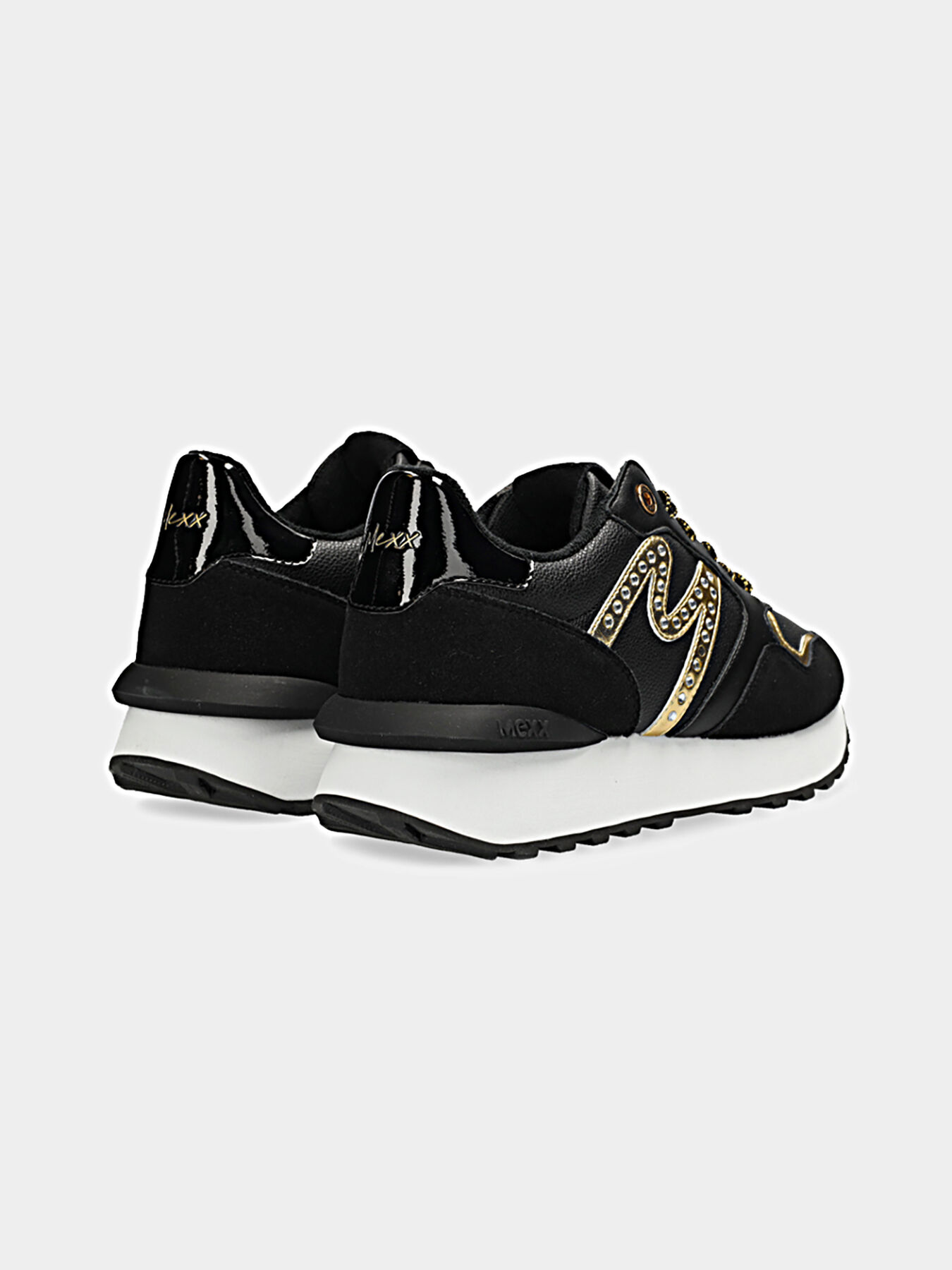 y.michu♥ JUJU- SPARK black sneakers with gold details brand MEXX