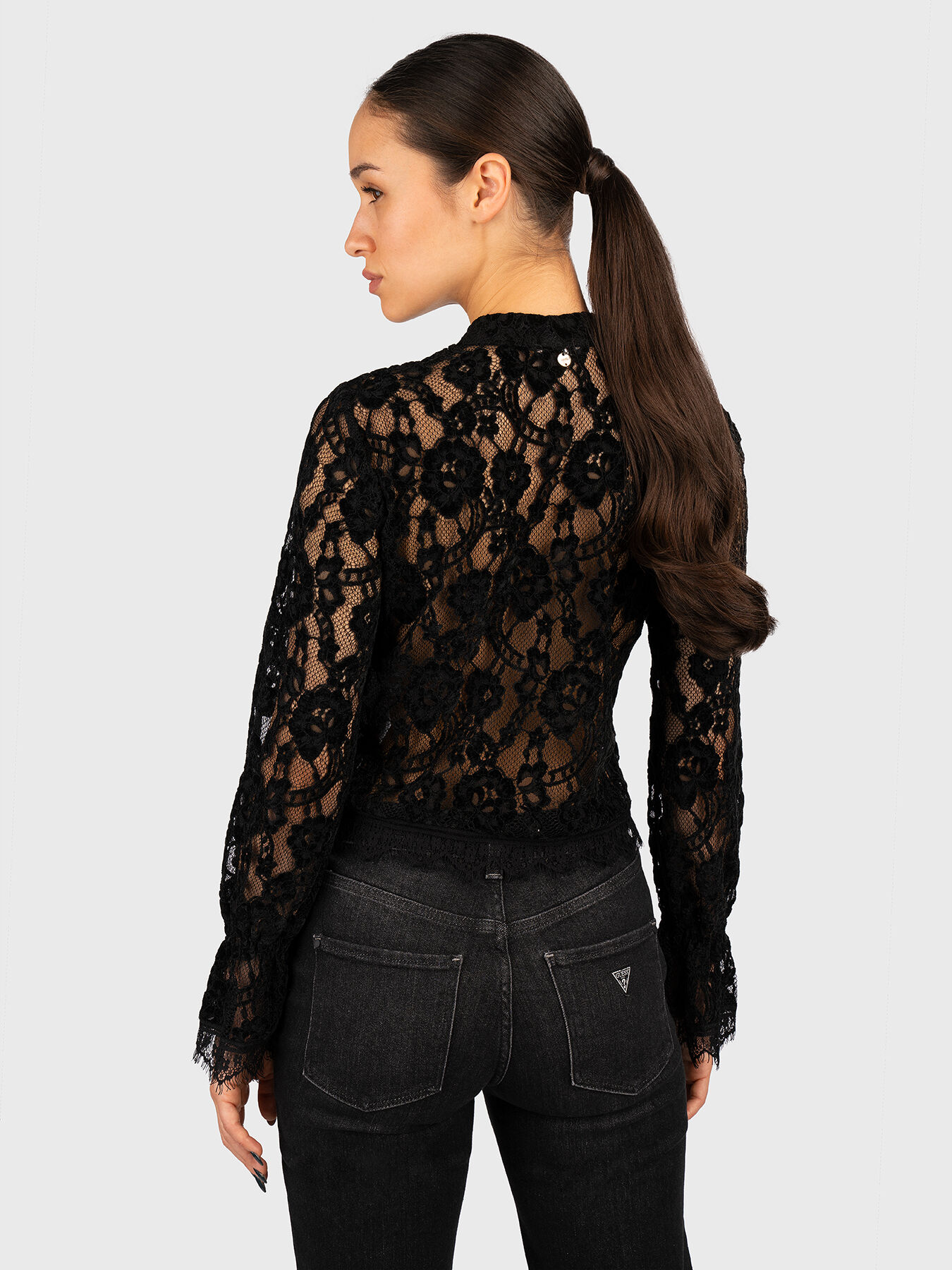 yilon made LACE GATHER TOPS ブラック オフショルダー - メルカリ