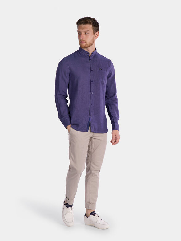 KOREAN Linen shirt with mandarin collar - 1