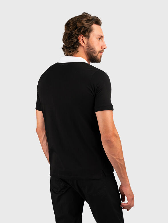 Black polo shirt with contrast collar and logo - 2
