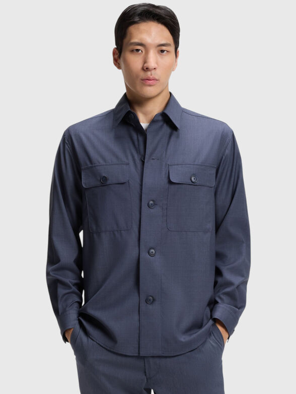 Dark blue wool shirt - 1