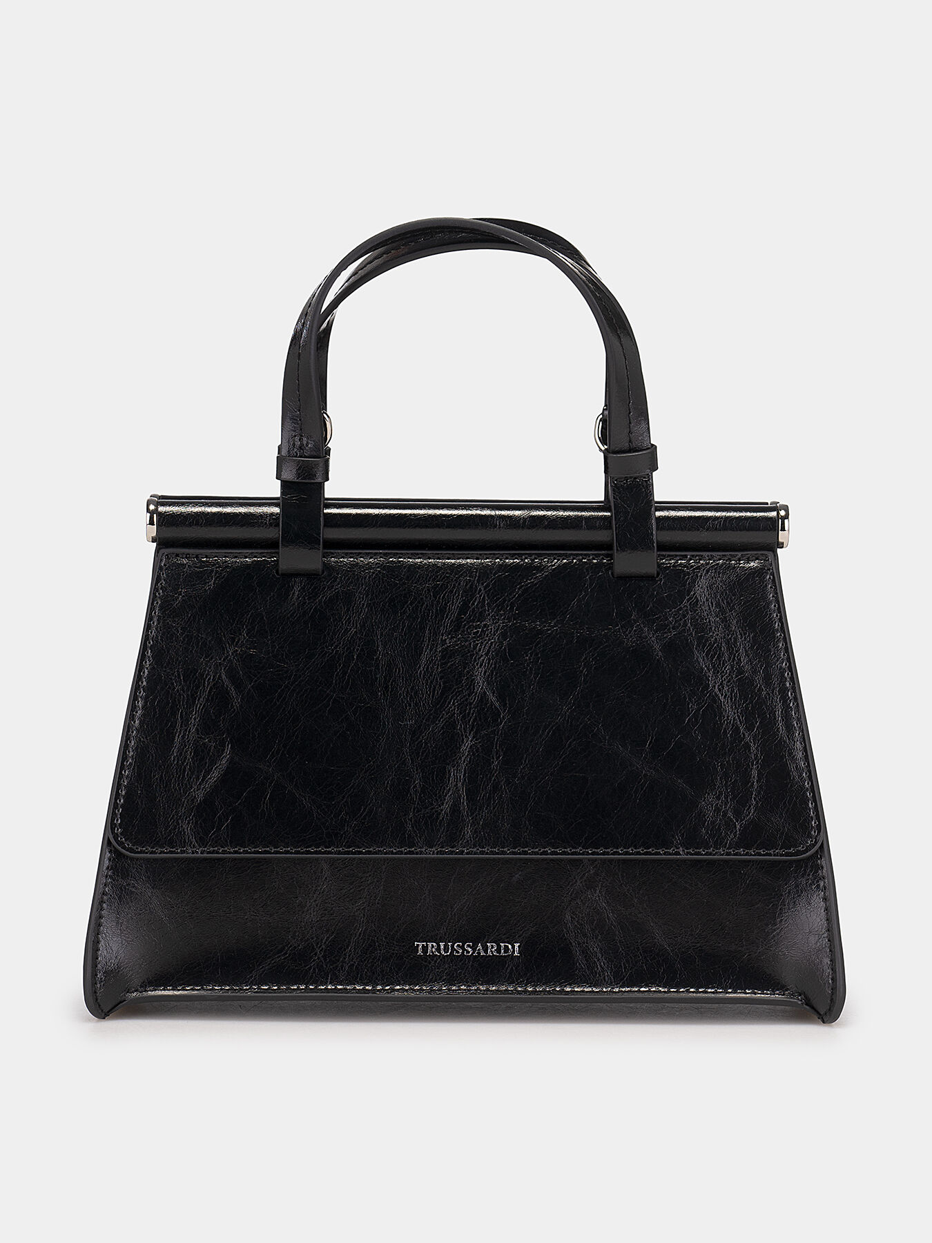 Black leather bag with cracked effect brand TRUSSARDI