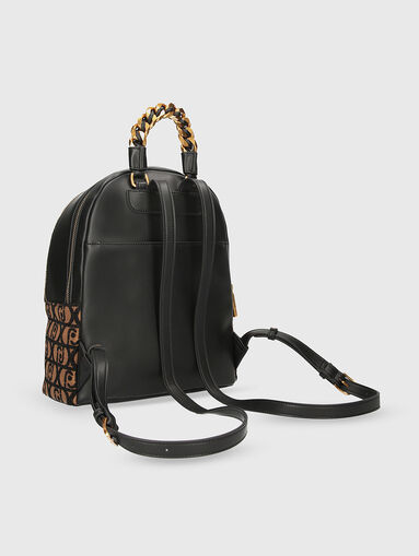 Black backpack with monogram print  - 3