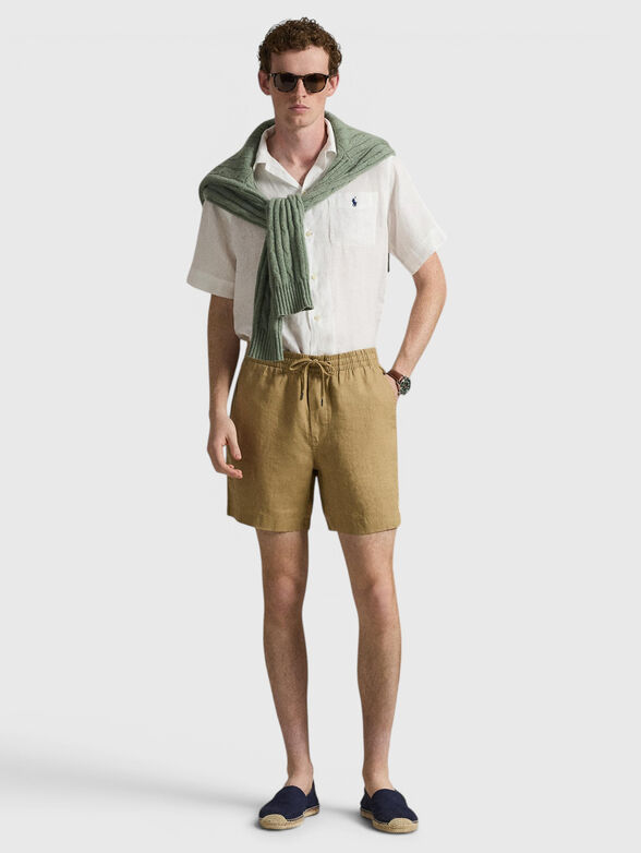 Linen shorts with an elastic waistband - 4