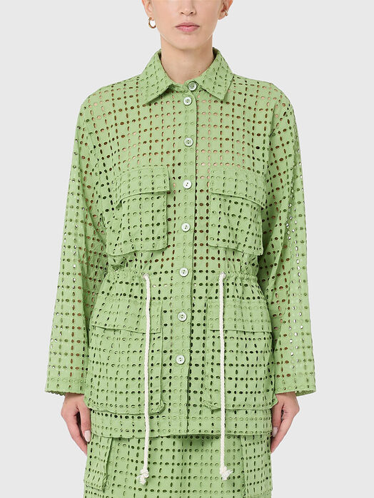 Perforated jacket in green  