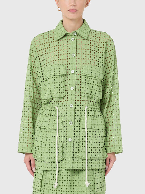 Perforated jacket in green   - 1