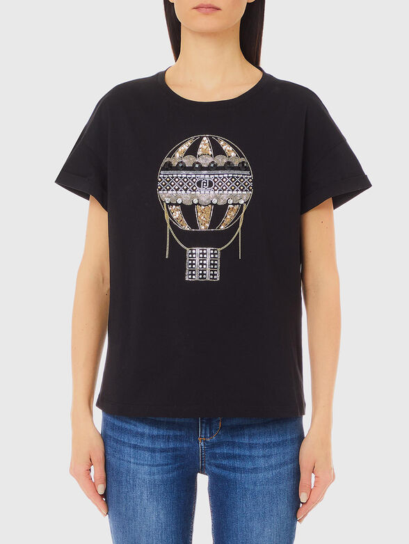 T-shirt with applique rhinestones - 1
