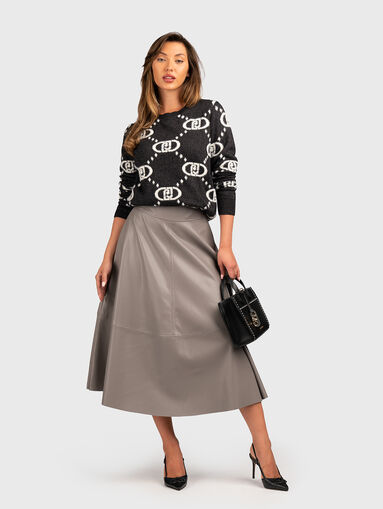 Black midi skirt in eco leather - 5