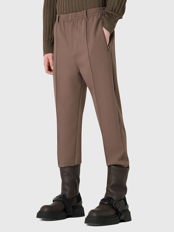 Brown trousers with hem - 1