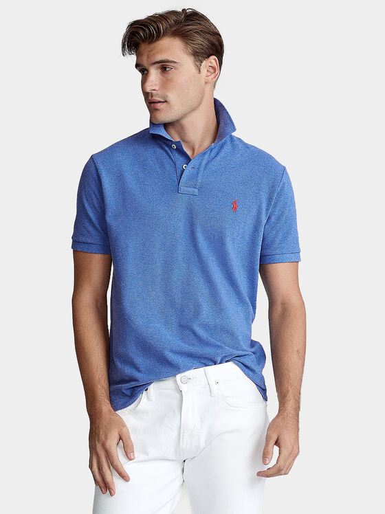Син памучен поло-шърт - 1