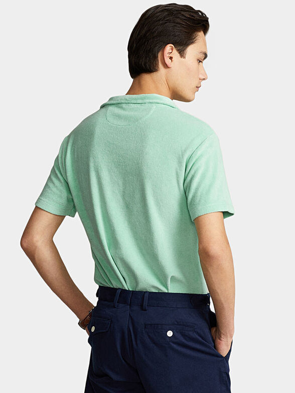Polo shirt in green color with pocket and embroidery  - 4