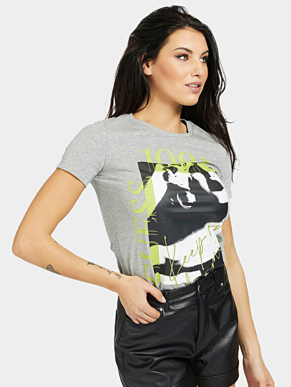 Cotton t-shirt with contrasting print - 1