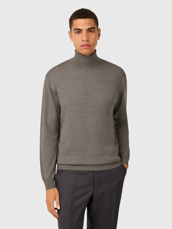 Wool sweater with polo collar  - 1