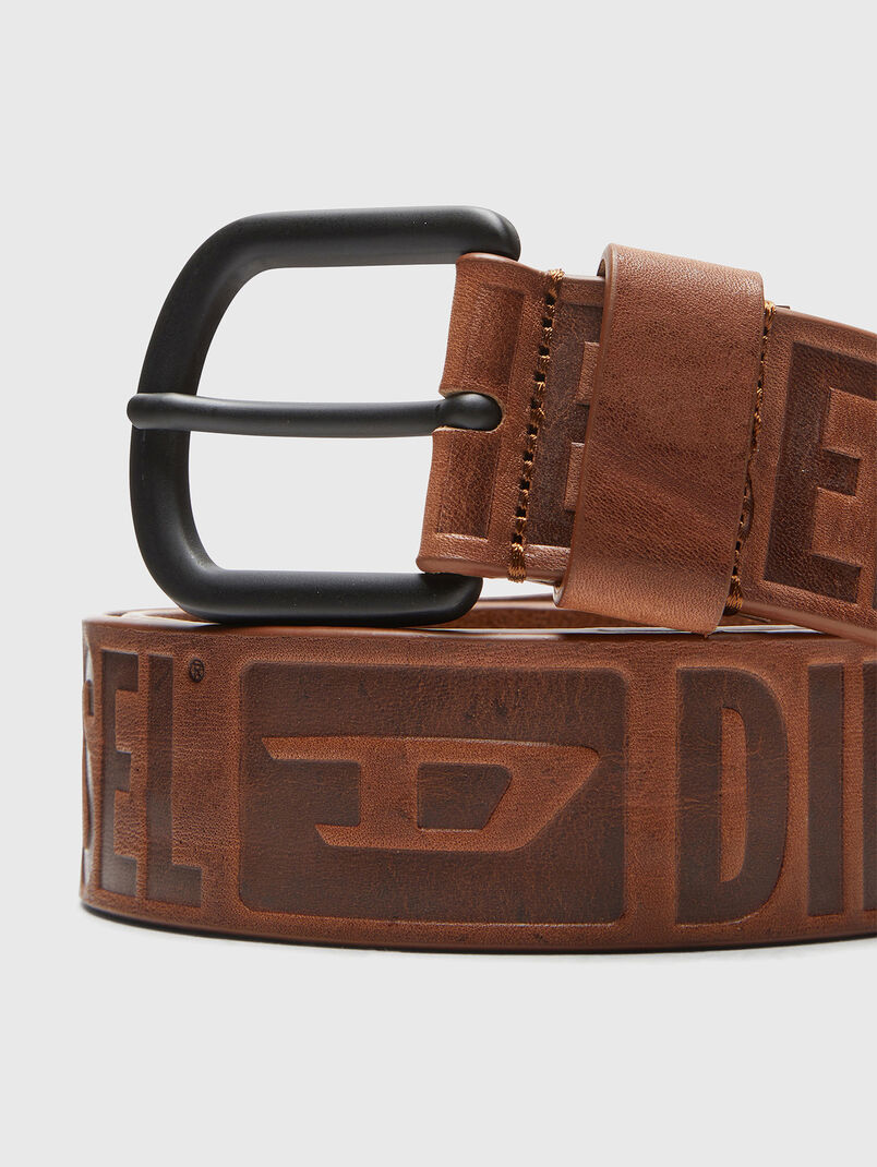 B-ARCHIVE II logo black leather belt - 3