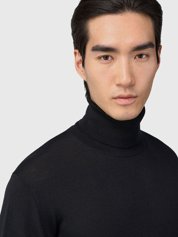 Wool sweater with polo collar  - 4