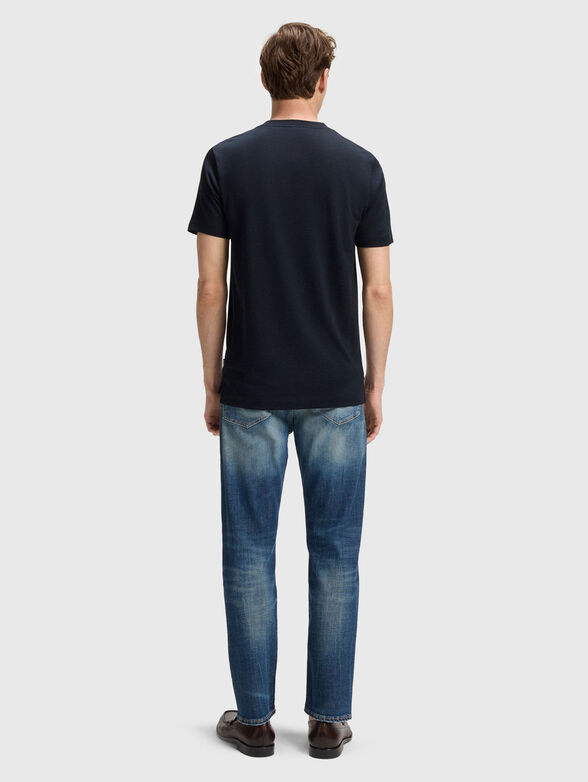 T-shirt in dark blue with oval neckline - 2