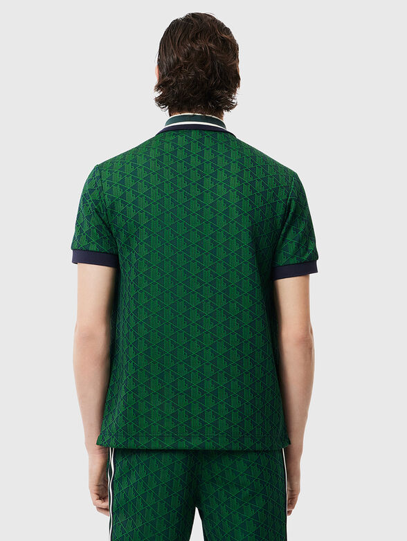 Polo shirt with accent collar in green - 3