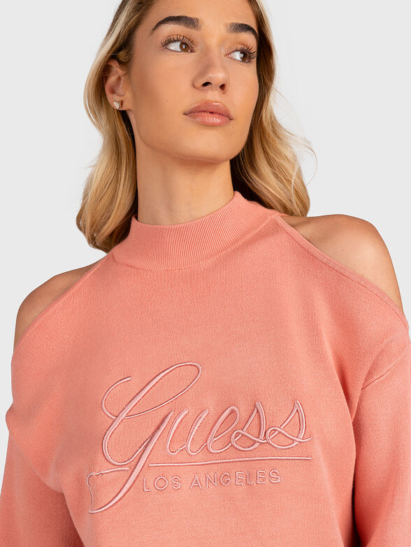 SARAH cutt-off shoulder sweater with logo embroidery - 4
