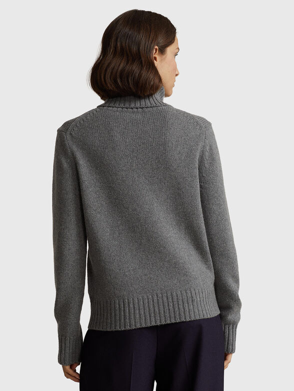 Grey wool sweater with turtleneck collar - 3